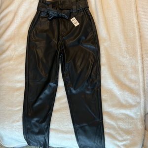 Express High Rise Ankle Leather Pants